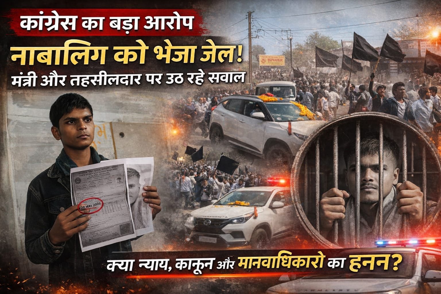 नाबालिग को जेल भेजने पर सियासत गरम,मुख्यमंत्री के दौरे से जुड़ा मामला, प्रशासन पर गंभीर सवाल