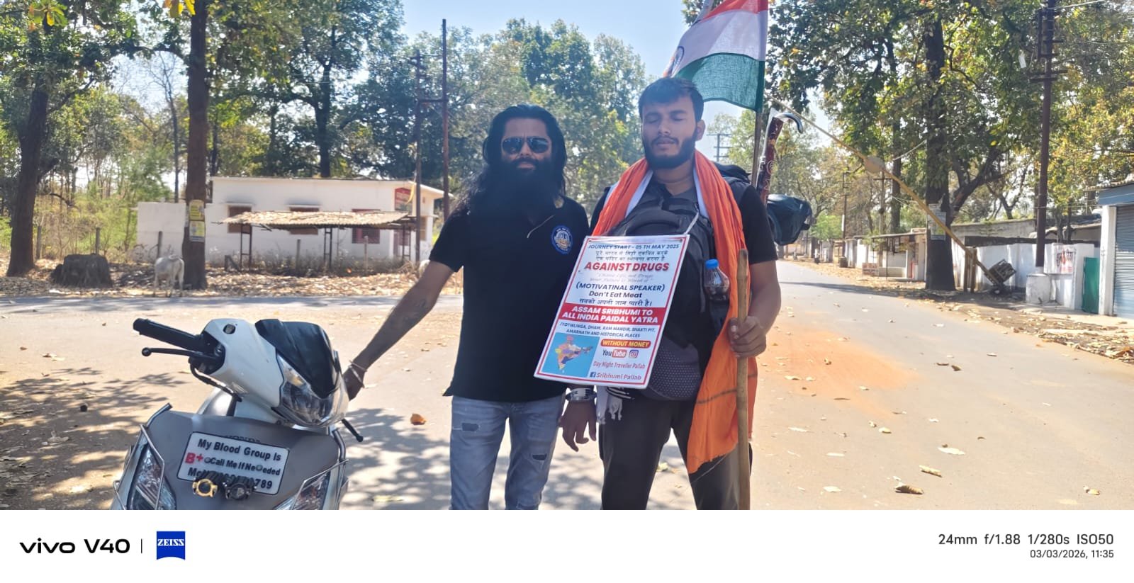 नशामुक्त भारत का संदेश लेकर 6 हजार किमी पैदल चलकर अमलाई पहुंचे असम के पल्लव देव