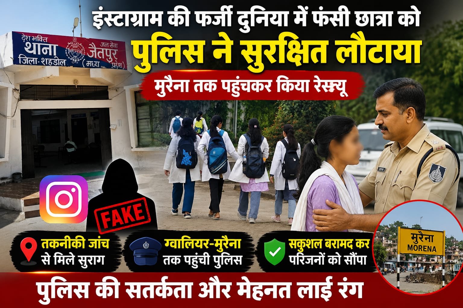 इंस्टाग्राम की फर्जी दुनिया में फंसी छात्रा को पुलिस ने सुरक्षित लौटाया, मुरैना तक पहुंचकर किया रेस्क्यू